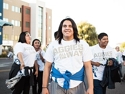 Janzen Cuch during a visit to USU's Logan campus