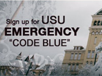 graphic illustration for USU's Code Blue Emergency Alert system