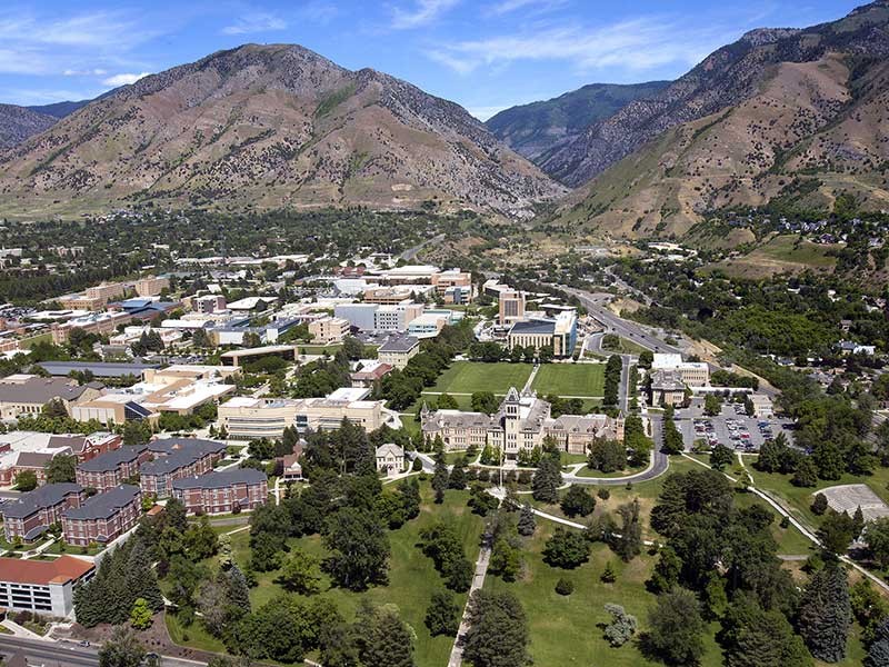 USU campus aerial in summer