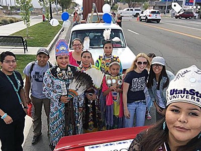 Members of USU's Native American Student Council at the homecoming parade