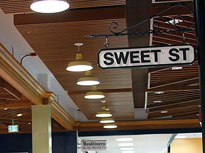 a 'Sweet Street' sign at a USU Dining Services location
