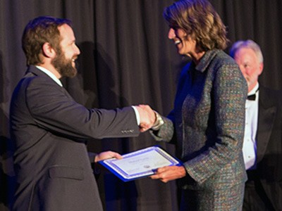 USU professor Michael Levin at the USU Research Week awards gala