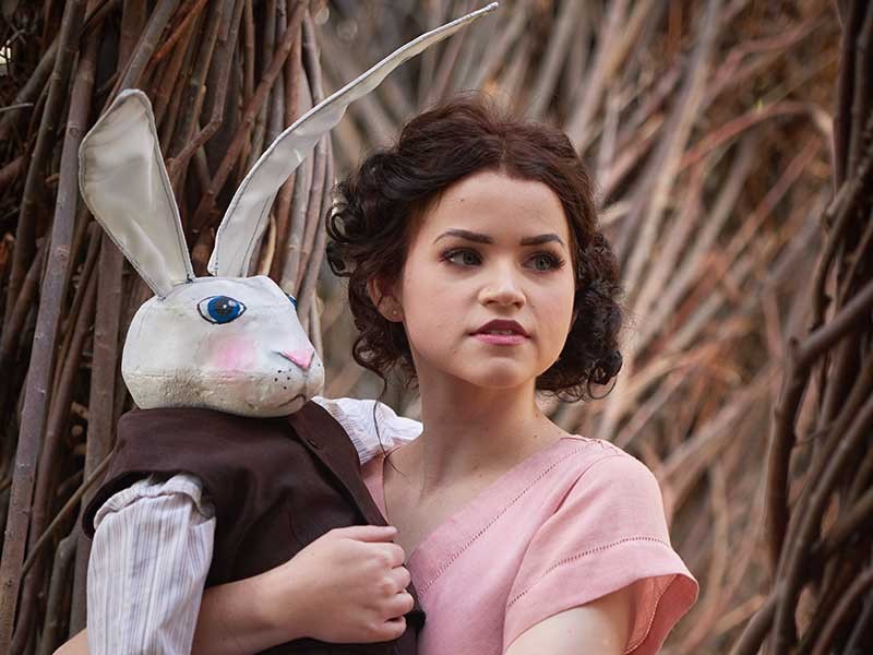 Actor Anne Marie Kate with Edward Tulane.