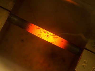 a heated sample in a Gleeble at USU