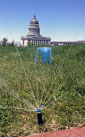 Extension water catch cups on the groups of the Utah state capitol building