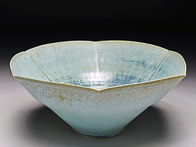 a ceramic bowl in the USU art exhibition 