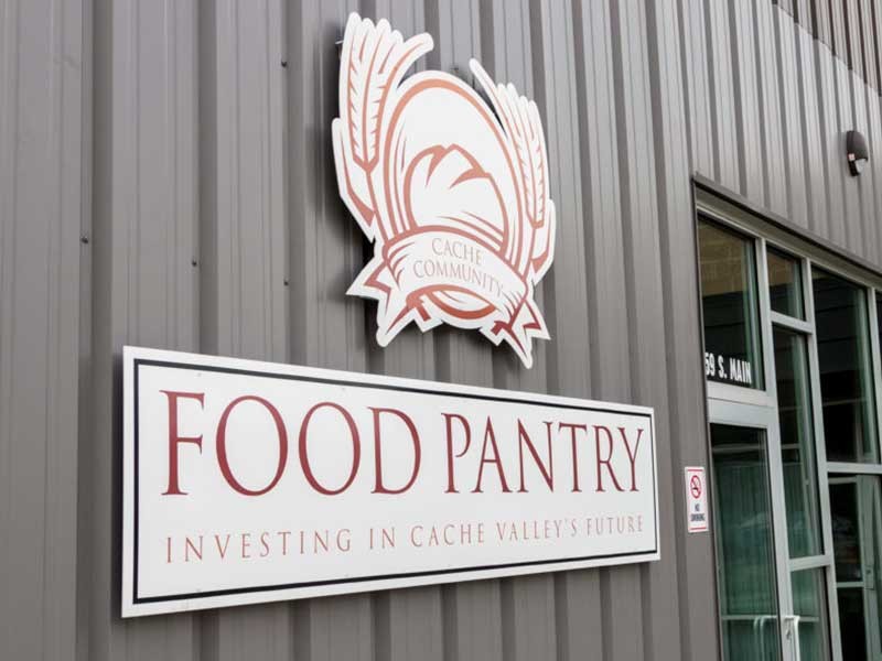 Cache Community Food Pantry sign