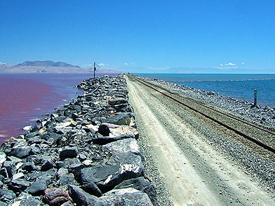 A causeway dividing Great Salt Lake