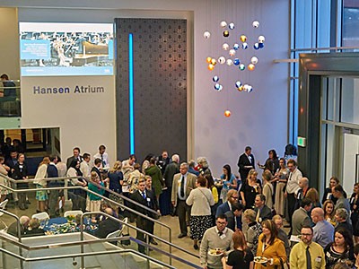 the newly named Hansen Atrium in the Chase Fine Arts Center