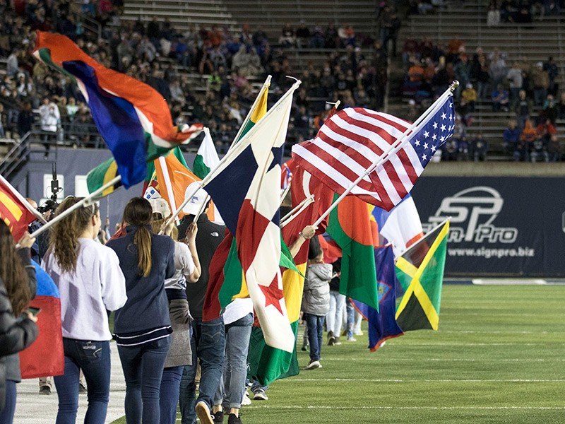 USU students fly flags from around the world