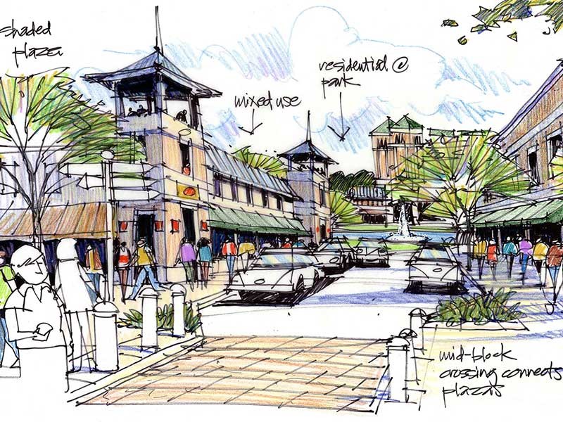 city sketch by artist Jim Richards