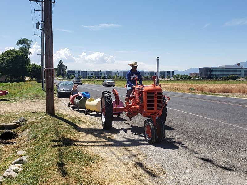 Josh Martin on a tractor