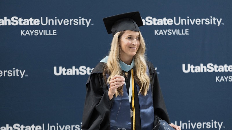 Meghan Campbell addresses her fellow graduates.