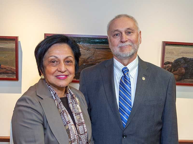 Eastern Connecticut President Elsa Nunez with Interim Statewide Campuses Vice President Larry Smith.