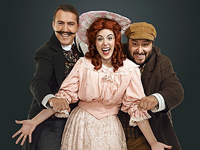 three cast members from the Lyric Repertory Company production of 'The Mystery of Edwin Drood'