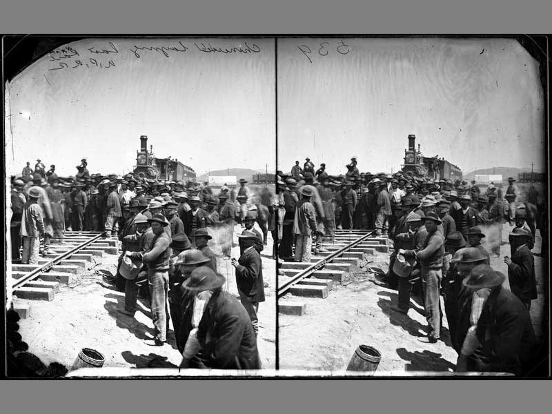Chinese workers on the railroad in 1869