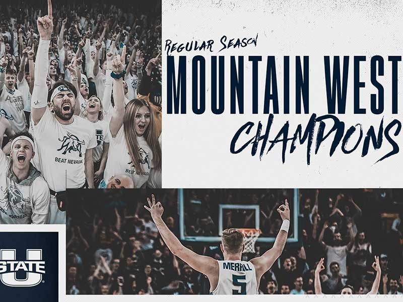 Mountain West graphic with cheering student fans