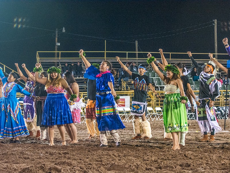 Navajo students dancing at fairgrounds