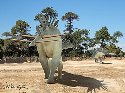 a graphic illustration of what Alcovasaurus longispinus looked like