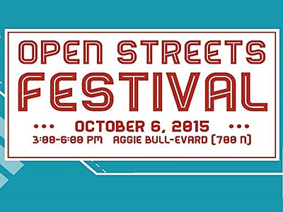 the graphic image for the 2015 Utah State University Open Streets Festival Oct. 6
