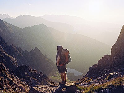 outdoor recreation photo of a hiker and vista