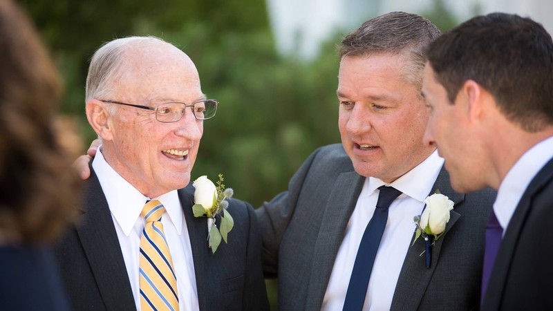 Philip R. Swensen (left) with his son Stephen Swensen.