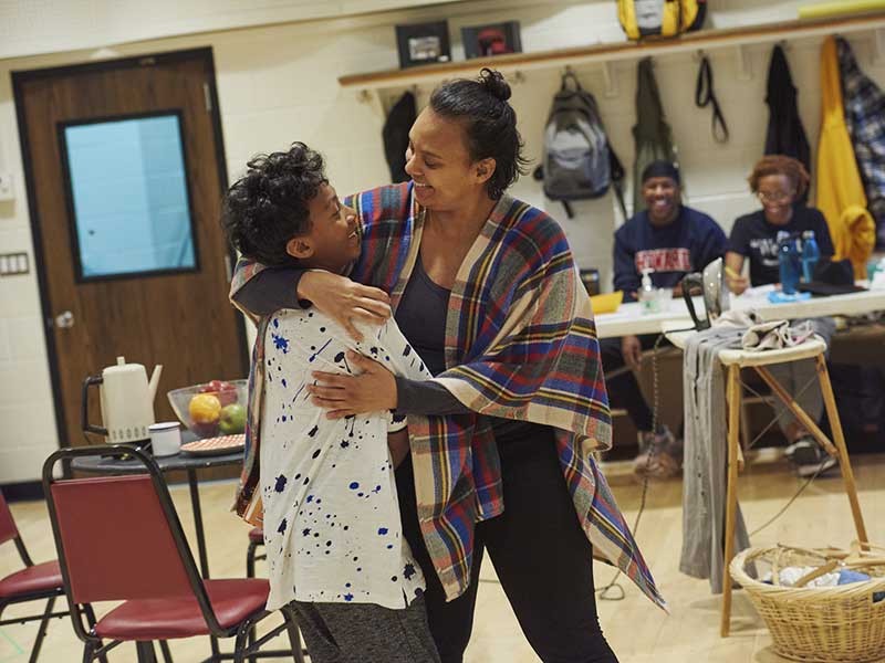 Actors Kai Sargent and Alaina Dunn at rehearsal
