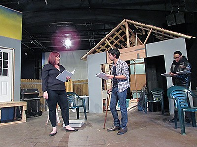 cast members rehearsing 'Streetlight Woodpecker' for the Salt Lake Acting Company