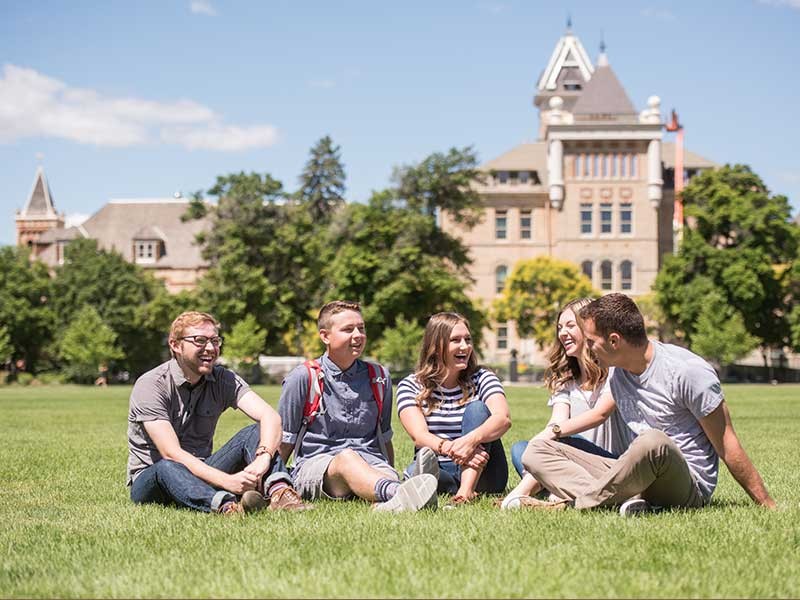 students relaxing on the Quad