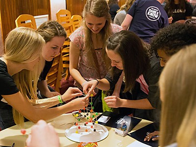students at the 2015 USU Scholars Day in a group activity
