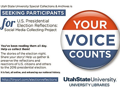 Special Collections post card for U.S. Presidential Election Reflections: Social Media Collecting