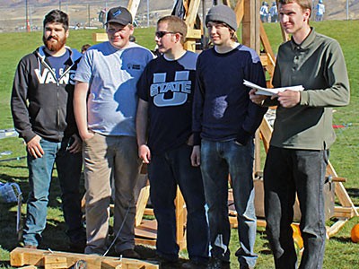 Pumpkin launch winning team, USU engineering students