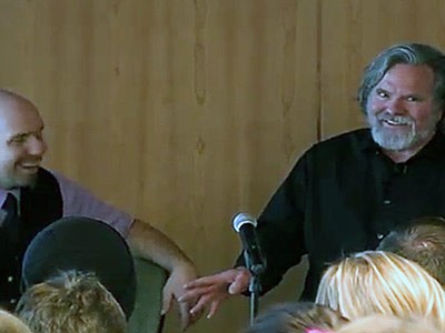 Tribune political cartoonist Pat Bagley during his visit to Utah State University