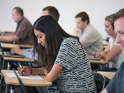 students taking a test