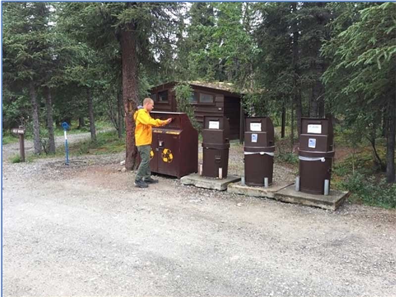 trash bins near a campground