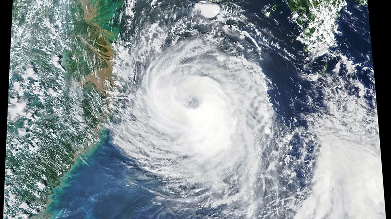 A NASA Earth Observatory image of Typhoon Bavi.