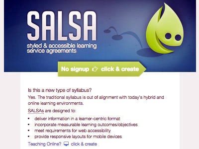 a screen shot of the Salsa project website