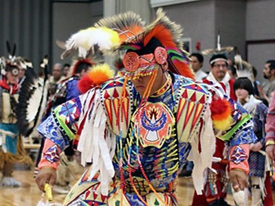 a dancer from 'Echoling Traditional Ways' Pow Wow at Utah State University