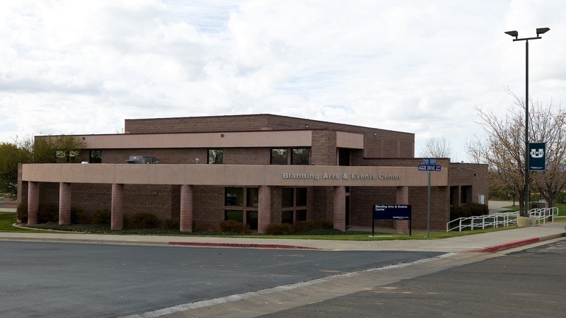 Exterior shot of the Blanding Arts & Events Center at USU Blanding