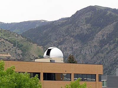 Utah State University's observatory dome atop the SER building