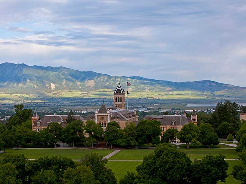 old main and campus aerial