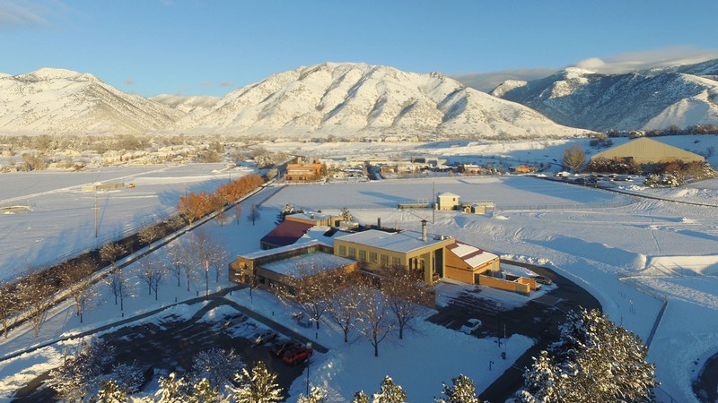 Aerial view of the Utah Veterinary Diagnostic Laboratory at Utah State University.