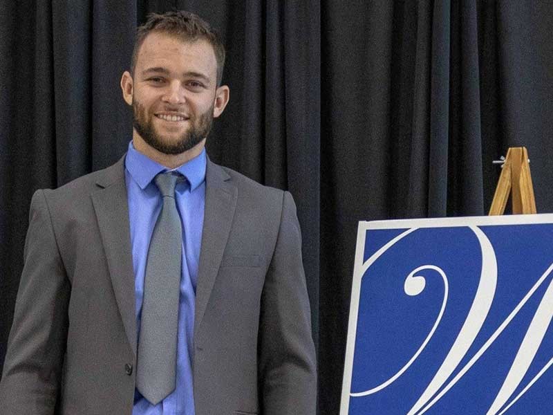 Connor McGuire, a member of the Utah State football team