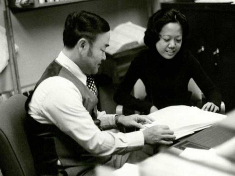 Sociology Professor Yun Kim in an undated photo with a student