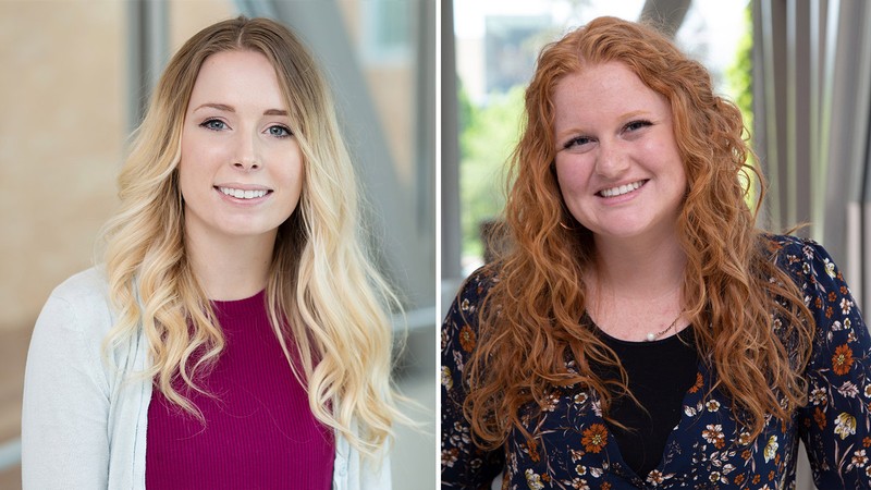 Engineering master's student Kailey Jorgensen (left) and undergraduate Shelby Bulkley.