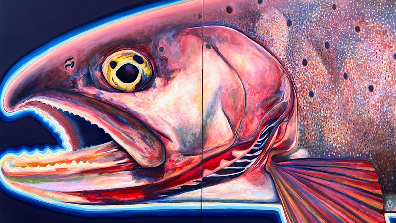 A painting of native Bonneville Cutthroat Trout by Utah artist Chris Peterson.