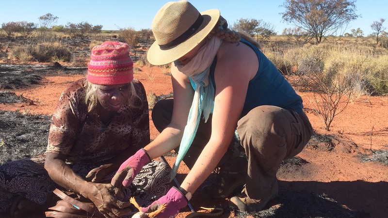 Crabtree learned how to hunt goanna lizards from Nyalanka Taylor in Western Australia.
