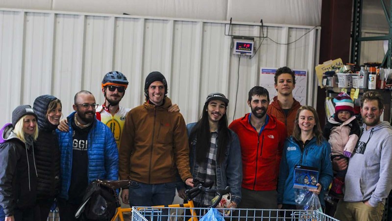 Cranksgiving participants line up for a photo.