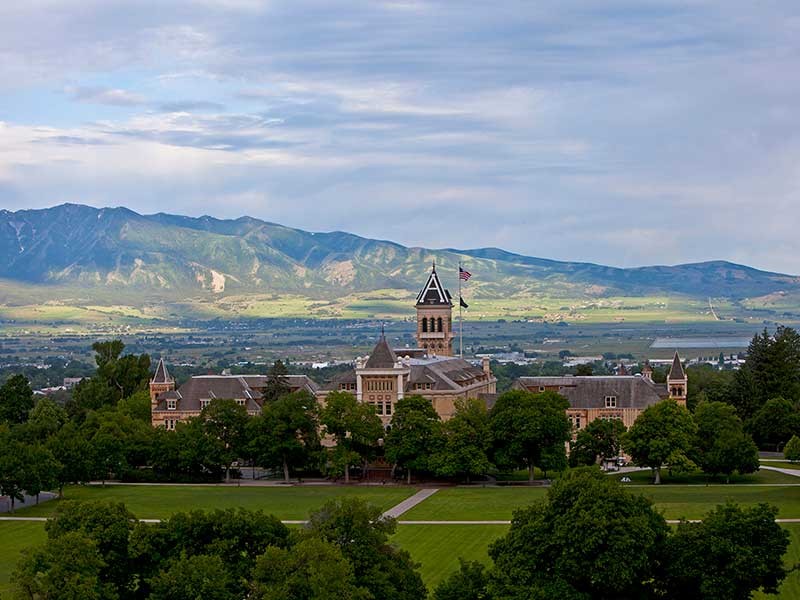 old main with cache valley in the background