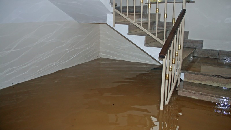 Flooded basement in a home.